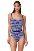 Profile by Gottex Retro Riviera Scoop Neck Netted Crochet One Piece Multi